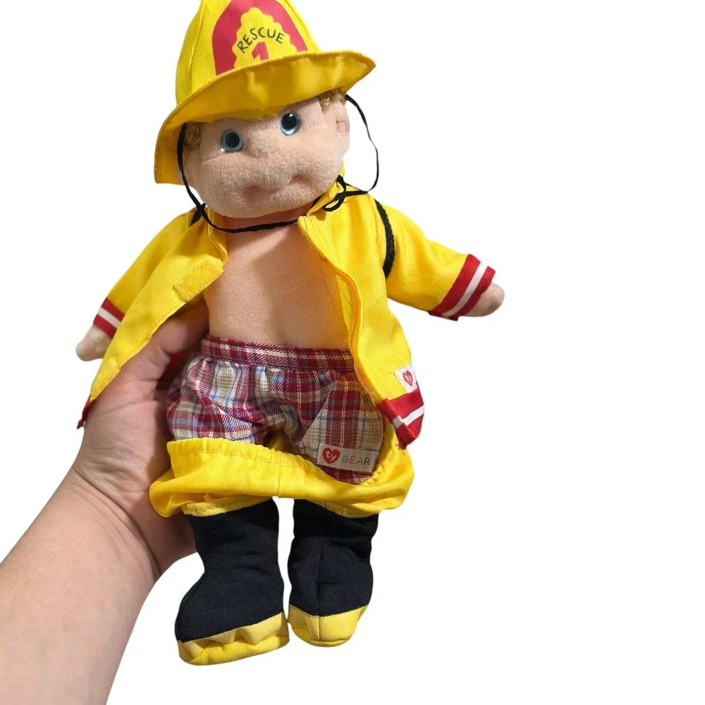 Ty Beanie Vntg Kids Boomer Fireman and Cutie Doctor‎ Plush Doll Set with Ty Gear